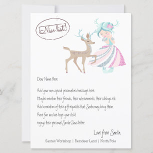Cartão De Festividades Rapariga Reindeer - Letra de Papais noeis Personal