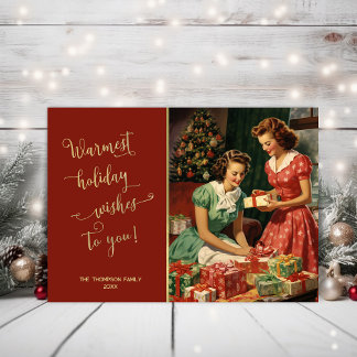 Cartão De Festividades Raparigas retrorreflectoras preparando presentes p