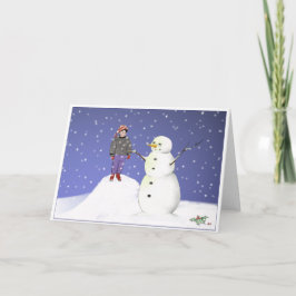 Cartão De Festividades Rapaz e Neve