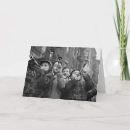 Cartão De Festividades Rapazes Antigos na Bleecker Street Ano Novo Person