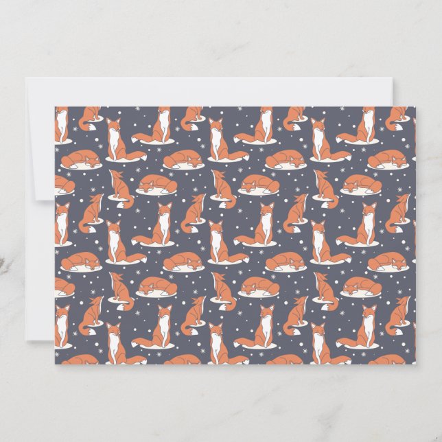 Cartão De Festividades Raposa de Inverno Elegante Noite Nevada (Frente)