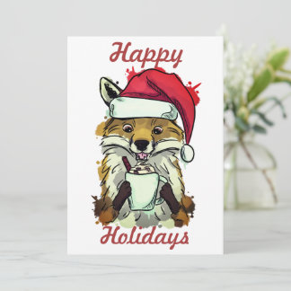 Cartão De Festividades Raposa do Natal