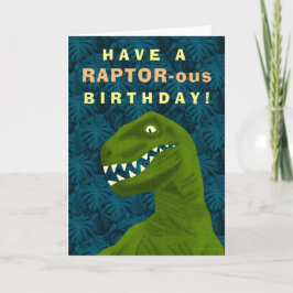 Cartão De Festividades Raptor Engraçado Dinossauro Feliz Aniversário, Pun