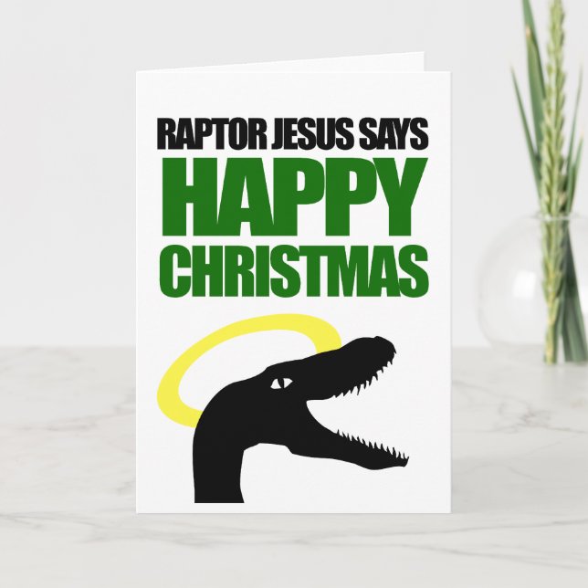Cartão De Festividades Raptor Jesus diz Feliz Natal (Frente)