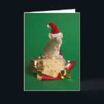 Cartão De Festividades Rato com o chapéu do papai noel com queijo<br><div class="desc">Rato com o chapéu do papai noel com queijo</div>
