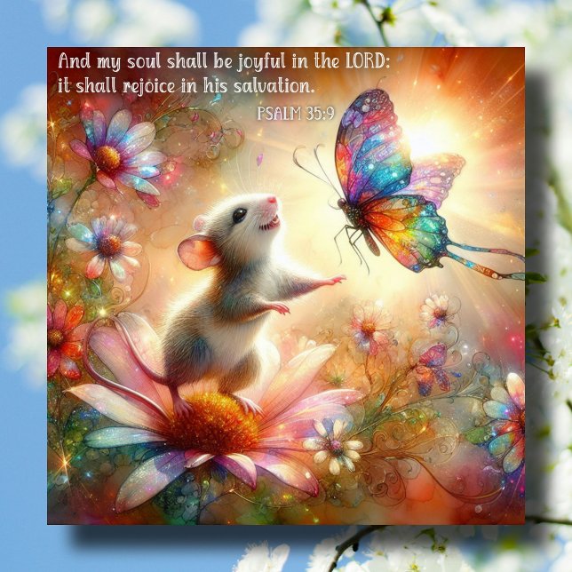 Cartão De Festividades Rato De Aquarela E Páscoa De Salmões De Borboletas (Criador carregado)