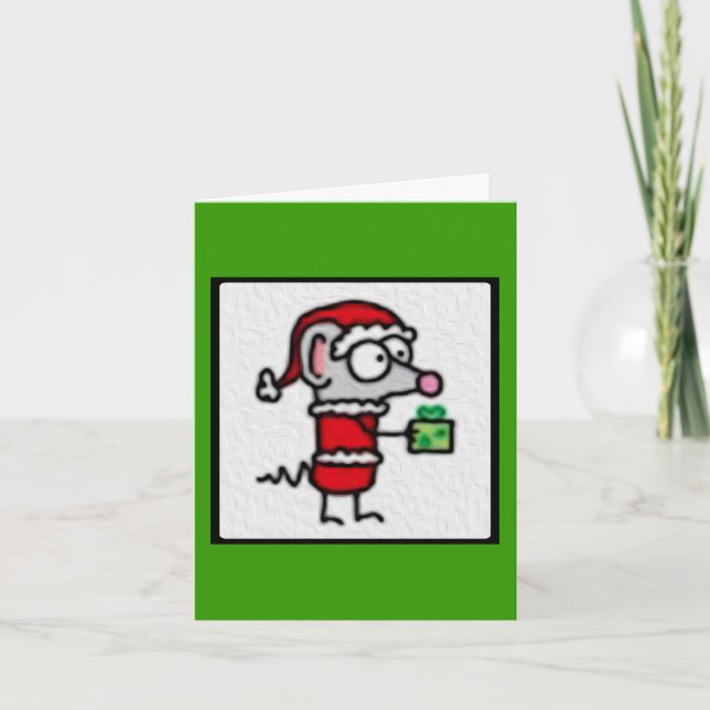 Cartão De Festividades Rato de Natal (Frente)
