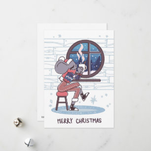 Cartão De Festividades Rato de Natal bonito