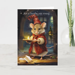 Cartão De Festividades Rato de Natal bonito e divertido com Script