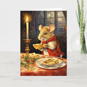 Cartão De Festividades Rato de Natal Fofo 