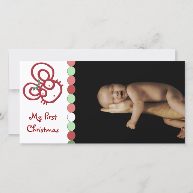 Cartão De Festividades Rato de Natal Tão Fofo Meu Primeiro Natal (Frente)