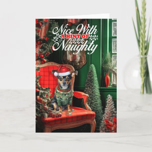 Cartão De Festividades Rato de Natal Terrier Cachorro travesso ou legal