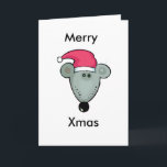 Cartão De Festividades Rato do Natal no chapéu do papai noel<br><div class="desc">Um rato no chapéu para o Natal. Bonito e divertimento.</div>