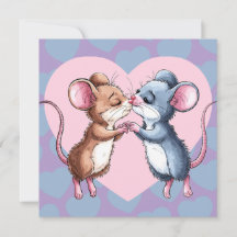 Ratos Beijando Corações do Dia dos Namorados Cartã