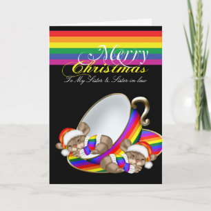 Cartão De Festividades Ratos lunáticos do Teacup do Natal do orgulho gay