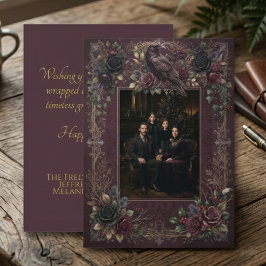 Cartão De Festividades Raven Dark Academia Holiday Photo