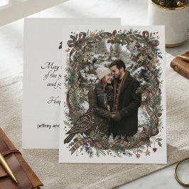 Cartão De Festividades Raven Folk Art Gothic Holiday