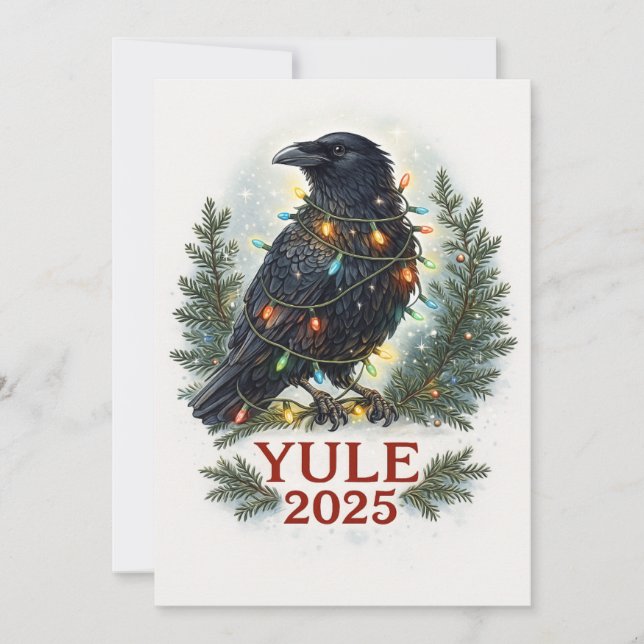 Cartão De Festividades Raven yule 2025  (Frente)