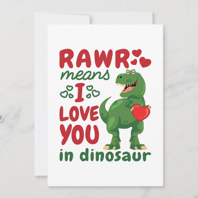 Cartão De Festividades Rawr Significa Eu Te Amo Em Dinossauro (Frente)