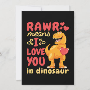 Cartão De Festividades Rawr Significa que Eu Te Amo no Dia dos Namorados 
