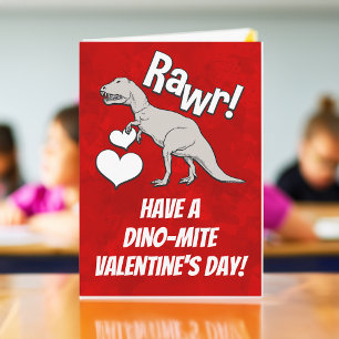 Cartão De Festividades Rawr Tyrannosaurus T Rex Valentine's Day Kids Boys