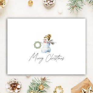 Cartão De Festividades Realetor de Natal Personalizado Watercolor Snowman