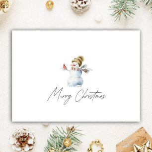 Cartão De Festividades Realetor de Natal Personalizado Watercolor Snowman