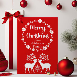 Cartão De Festividades Rebeldes com Quadro Floral Feliz Natal Nórdico
