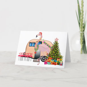 Cartão De Festividades reboque flamingo de natal