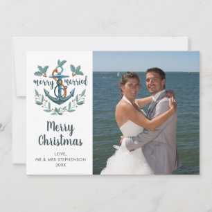 Cartão De Festividades Recém-casados âncora náutica FELIZ E CASADO Foto