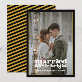 Cartão De Festividades Recém-Casados Natal Preto & Dourado