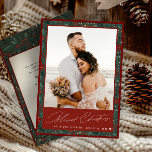 Cartão De Festividades Recém-casados no Natal elegante Sr e Sra