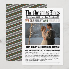 Cartão De Festividades Recém-Casados Nossa Primeira Foto de Natal em Esti