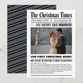 Cartão De Festividades Recém-casados Nossa Primeira Foto de Natal em Esti