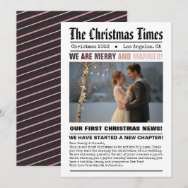 Cartão De Festividades Recém-casados Nossa Primeira Foto de Natal em Esti