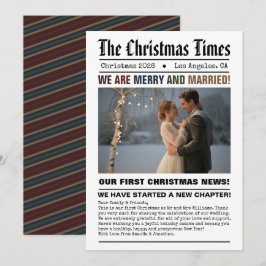 Cartão De Festividades Recém-casados Nossa Primeira Foto de Natal em Esti