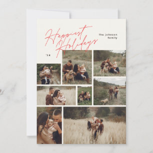 Cartão De Festividades Red 8 Fotografia do Natal de Colagem Moderna mais 