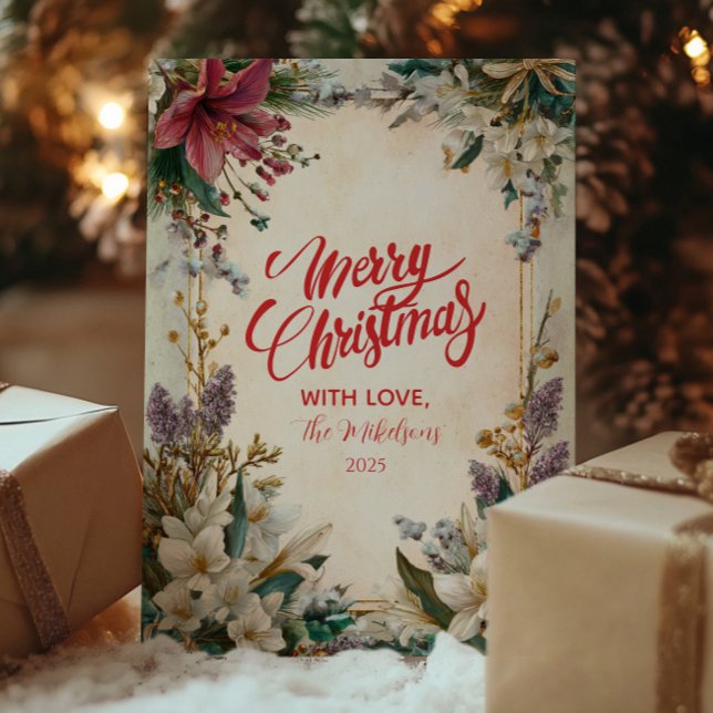 Cartão De Festividades Red Amaryllis Natal (Criador carregado)