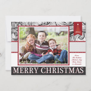 Cartão De Festividades Red and Black Elegant Christmas Photo Card