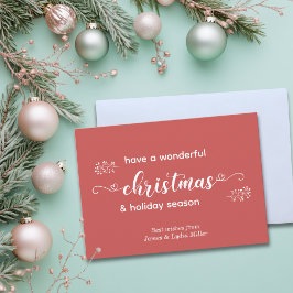 Cartão De Festividades Red and White Hand Desenhado Simples Natal