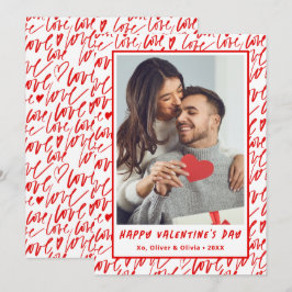 Cartão De Festividades Red and White Love Valentines Day Photo 