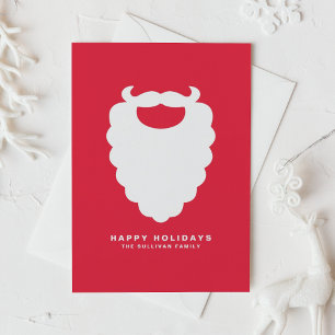 Cartão De Festividades Red and White Santa Beard Modern Holiday
