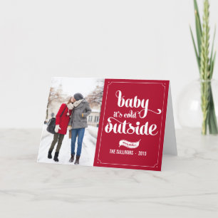 Cartão De Festividades Red Baby It's Cold Outside Typography Holiday Card