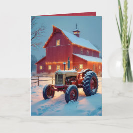 Cartão De Festividades Red Barn Natal Com Tratador Antiquado