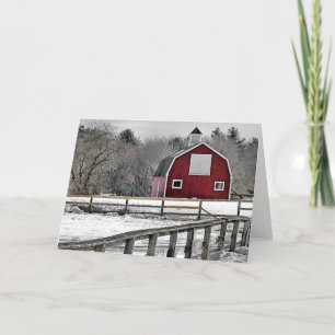 Cartão De Festividades Red Barn no inverno