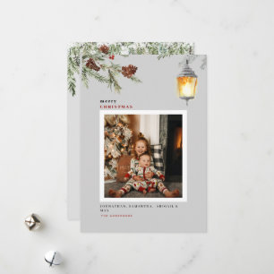 Cartão De Festividades Red Bird Winter Foliage Foto Natal 