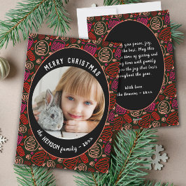 Cartão De Festividades Red Black One line art Christmas Family Photo