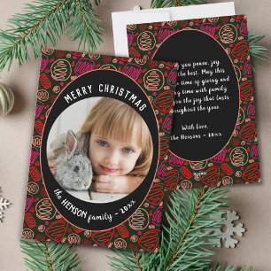 Cartão De Festividades Red Black One line art Christmas Family Photo