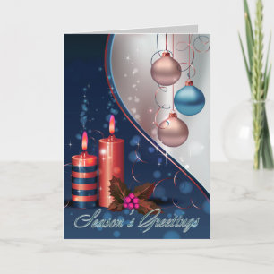 Cartão De Festividades Red & Blue Christmas Candle Decorations