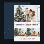 Cartão De Festividades Red Blue Christmas Lights 3 Photo Collage<br><div class="desc">Vermelho e azul personalizados cartões com fotos de Natal Feliz com uma colagem de fotos com um título decorativo e luzes de Natal na frente e no fundo azul com neve caindo nas costas. Personalize facilmente esses Cartões de foto de Natal vermelhos e azuis com suas imagens, um nome de...</div>
